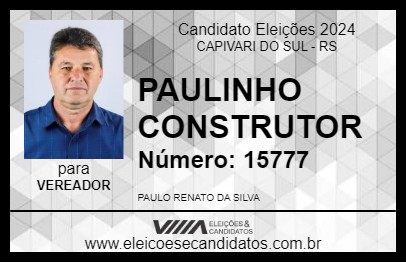 Candidato PAULINHO CONSTRUTOR 2024 - CAPIVARI DO SUL - Eleições