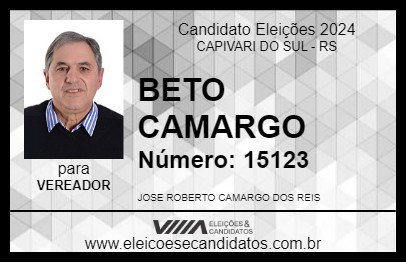 Candidato BETO CAMARGO 2024 - CAPIVARI DO SUL - Eleições