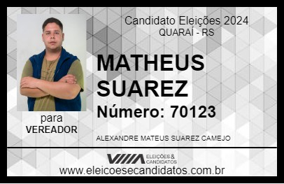 Candidato MATHEUS SUAREZ 2024 - QUARAÍ - Eleições