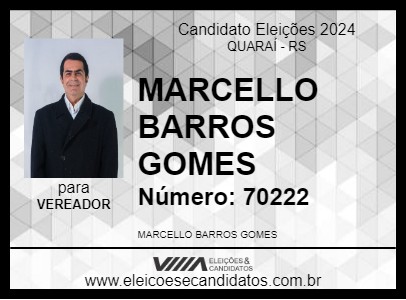 Candidato MARCELLO BARROS GOMES 2024 - QUARAÍ - Eleições