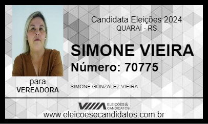 Candidato SIMONE VIEIRA 2024 - QUARAÍ - Eleições