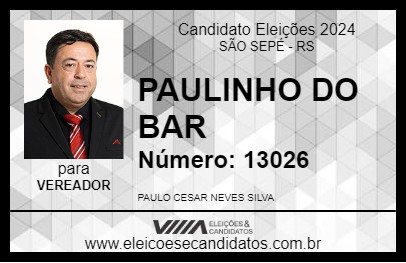 Candidato PAULINHO DO BAR 2024 - SÃO SEPÉ - Eleições