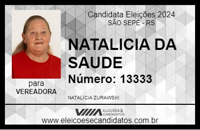 Candidato NATALICIA DA SAUDE 2024 - SÃO SEPÉ - Eleições