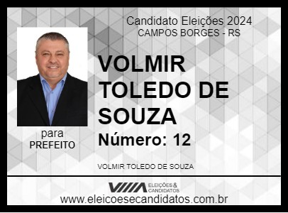 Candidato VOLMIR TOLEDO DE SOUZA 2024 - CAMPOS BORGES - Eleições