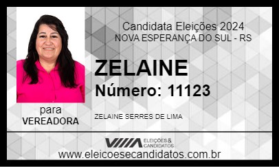 Candidato ZELAINE 2024 - NOVA ESPERANÇA DO SUL - Eleições