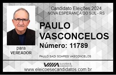 Candidato PAULO VASCONCELOS 2024 - NOVA ESPERANÇA DO SUL - Eleições