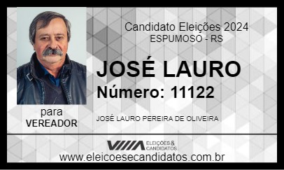 Candidato JOSÉ LAURO 2024 - ESPUMOSO - Eleições