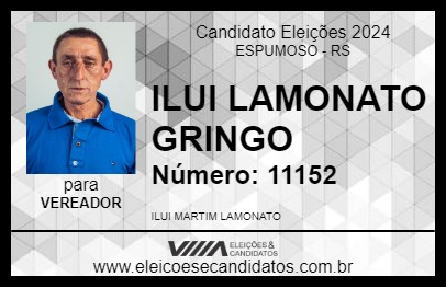 Candidato ILUI LAMONATO GRINGO 2024 - ESPUMOSO - Eleições