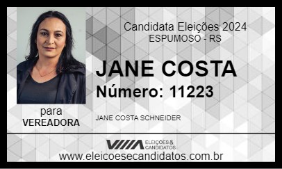 Candidato JANE COSTA 2024 - ESPUMOSO - Eleições