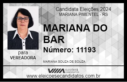 Candidato MARIANA DO BAR 2024 - MARIANA PIMENTEL - Eleições