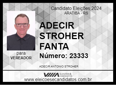 Candidato ADECIR STROHER  FANTA  2024 - ARATIBA - Eleições