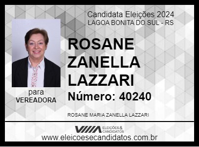 Candidato ROSANE ZANELLA LAZZARI 2024 - LAGOA BONITA DO SUL - Eleições