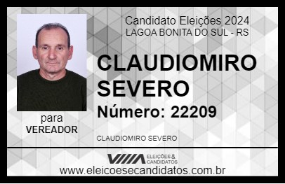 Candidato CLAUDIOMIRO SEVERO 2024 - LAGOA BONITA DO SUL - Eleições