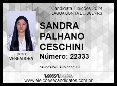 Candidato SANDRA PALHANO CESCHINI 2024 - LAGOA BONITA DO SUL - Eleições