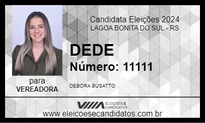 Candidato DEDE 2024 - LAGOA BONITA DO SUL - Eleições