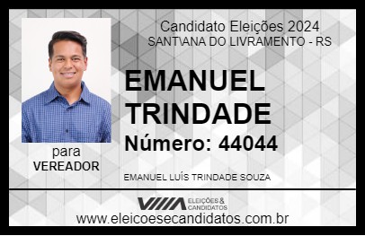 Candidato EMANUEL TRINDADE 2024 - SANT\ANA DO LIVRAMENTO - Eleições