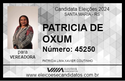 Candidato PATRICIA DE OXUM 2024 - SANTA MARIA - Eleições