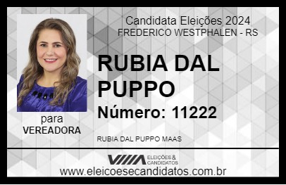 Candidato RUBIA DAL PUPPO 2024 - FREDERICO WESTPHALEN - Eleições