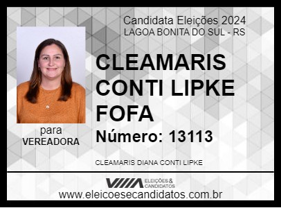 Candidato CLEAMARIS CONTI LIPKE FOFA 2024 - LAGOA BONITA DO SUL - Eleições