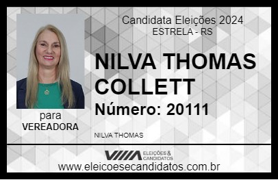 Candidato NILVA THOMAS COLLETT 2024 - ESTRELA - Eleições