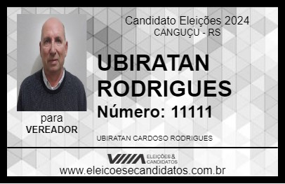 Candidato UBIRATAN RODRIGUES 2024 - CANGUÇU - Eleições