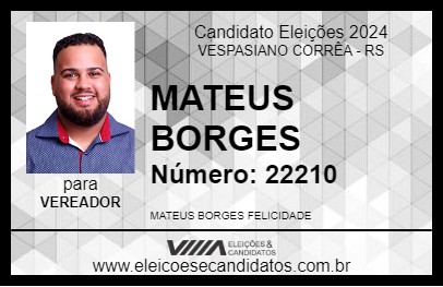 Candidato MATEUS BORGES 2024 - VESPASIANO CORRÊA - Eleições