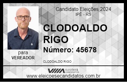 Candidato CLODOALDO RIGO 2024 - IPÊ - Eleições