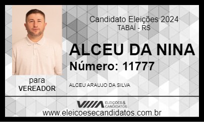 Candidato ALCEU DA NINA 2024 - TABAÍ - Eleições