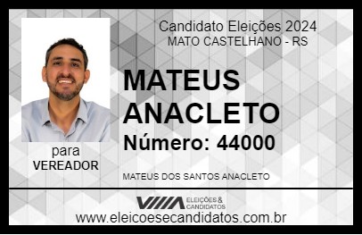 Candidato MATEUS ANACLETO 2024 - MATO CASTELHANO - Eleições