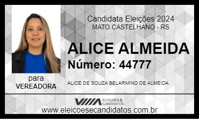 Candidato ALICE ALMEIDA 2024 - MATO CASTELHANO - Eleições