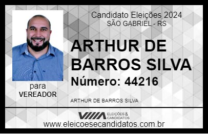 Candidato ARTHUR DE BARROS SILVA 2024 - SÃO GABRIEL - Eleições