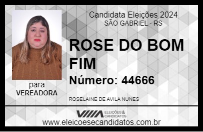 Candidato ROSE DO BOM FIM 2024 - SÃO GABRIEL - Eleições