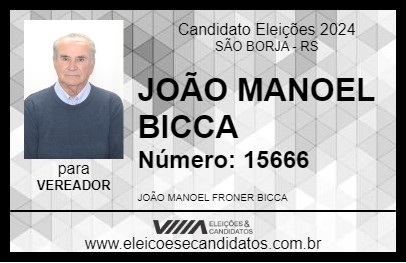 Candidato JOÃO MANOEL BICCA 2024 - SÃO BORJA - Eleições