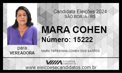 Candidato MARA COHEN 2024 - SÃO BORJA - Eleições