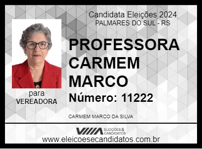 Candidato PROFESSORA CARMEM MARCO 2024 - PALMARES DO SUL - Eleições