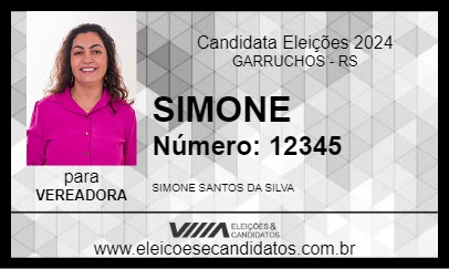 Candidato SIMONE 2024 - GARRUCHOS - Eleições