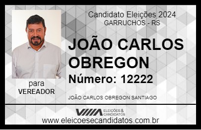 Candidato JOÃO CARLOS SANTIAGO 2024 - GARRUCHOS - Eleições