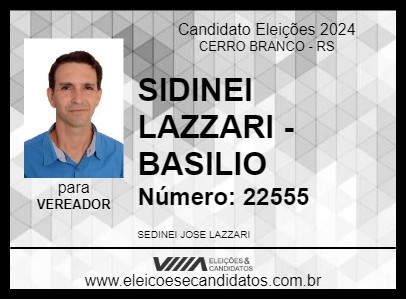 Candidato SIDINEI LAZZARI - BASILIO 2024 - CERRO BRANCO - Eleições