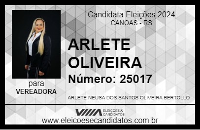 Candidato ARLETE OLIVEIRA 2024 - CANOAS - Eleições