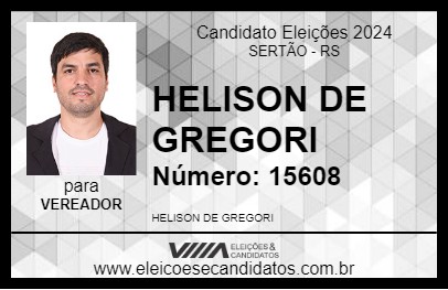 Candidato HELISON DE GREGORI 2024 - SERTÃO - Eleições