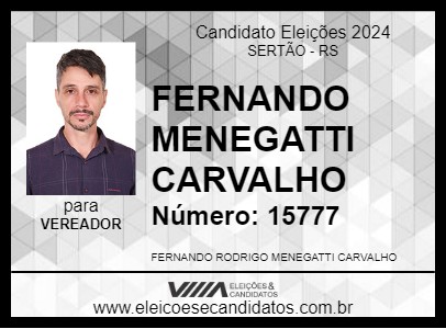 Candidato FERNANDO MENEGATTI CARVALHO 2024 - SERTÃO - Eleições