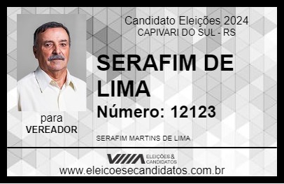 Candidato SERAFIM DE LIMA 2024 - CAPIVARI DO SUL - Eleições