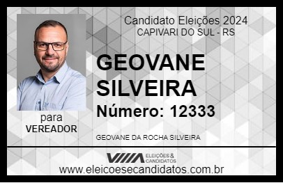 Candidato GEOVANE SILVEIRA 2024 - CAPIVARI DO SUL - Eleições