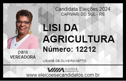 Candidato LISI DA AGRICULTURA  2024 - CAPIVARI DO SUL - Eleições