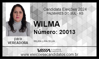 Candidato WILMA 2024 - PALMARES DO SUL - Eleições