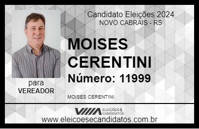 Candidato MOISES CERENTINI 2024 - NOVO CABRAIS - Eleições