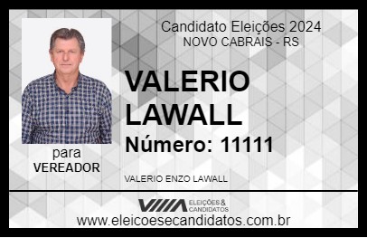 Candidato VALERIO LAWALL 2024 - NOVO CABRAIS - Eleições