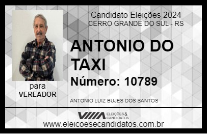 Candidato ANTONIO DO TAXI 2024 - CERRO GRANDE DO SUL - Eleições