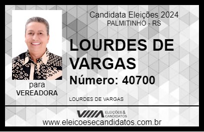 Candidato LOURDES DE VARGAS 2024 - PALMITINHO - Eleições