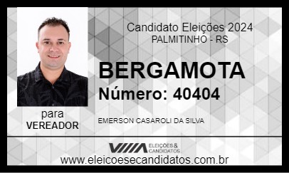 Candidato BERGAMOTA 2024 - PALMITINHO - Eleições